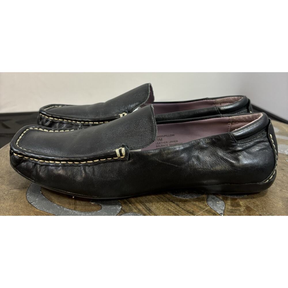 Maripé Black Leather Slip On Loafers Minimalist Comfort Flat Women 7.5 Old Money